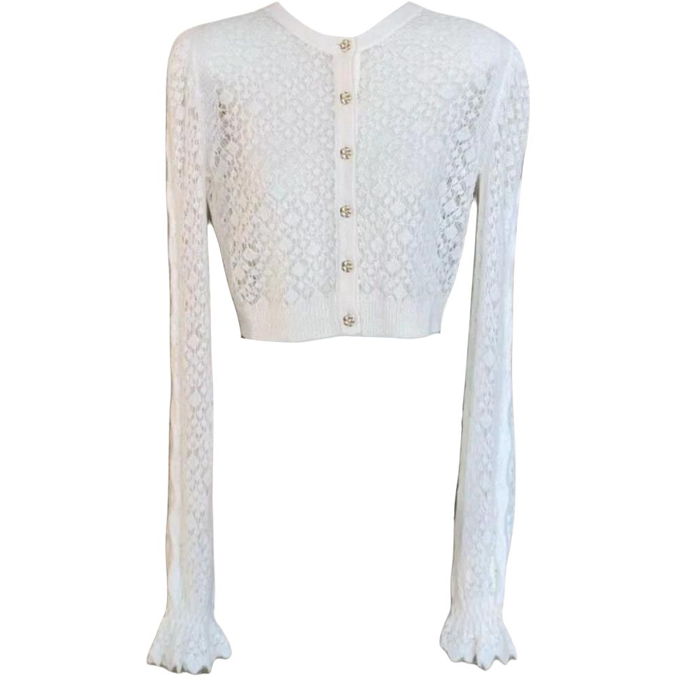 Chanel Женский белый кардиган с круглым вырезом средней длины
Chanel Женский белый кардиган с круглым вырезом средней длины