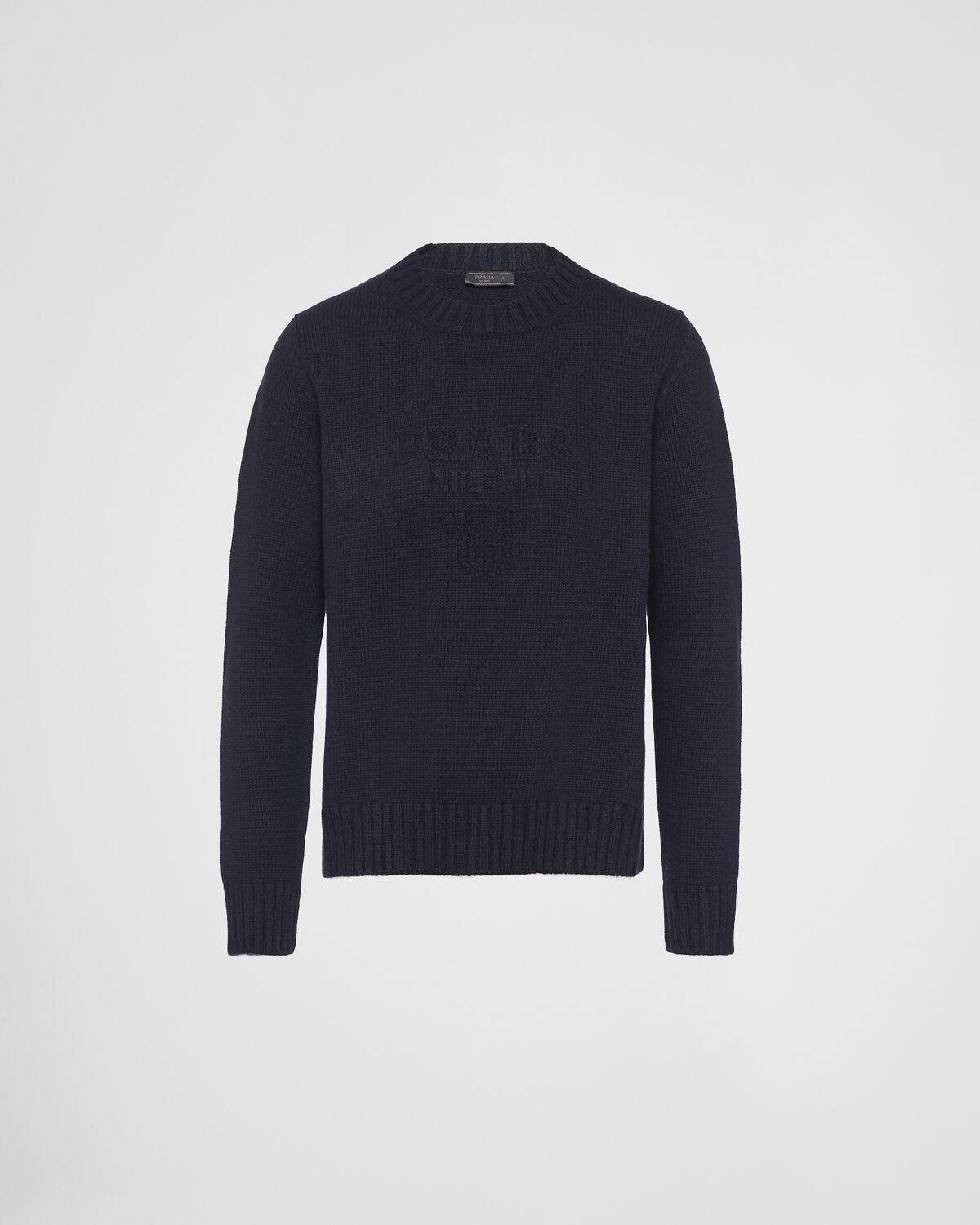 Шерстяной свитер с круглым вырезом из кашемира Prada, темно-синий
Шерстяной свитер с круглым вырезом из кашемира Prada, темно-синий