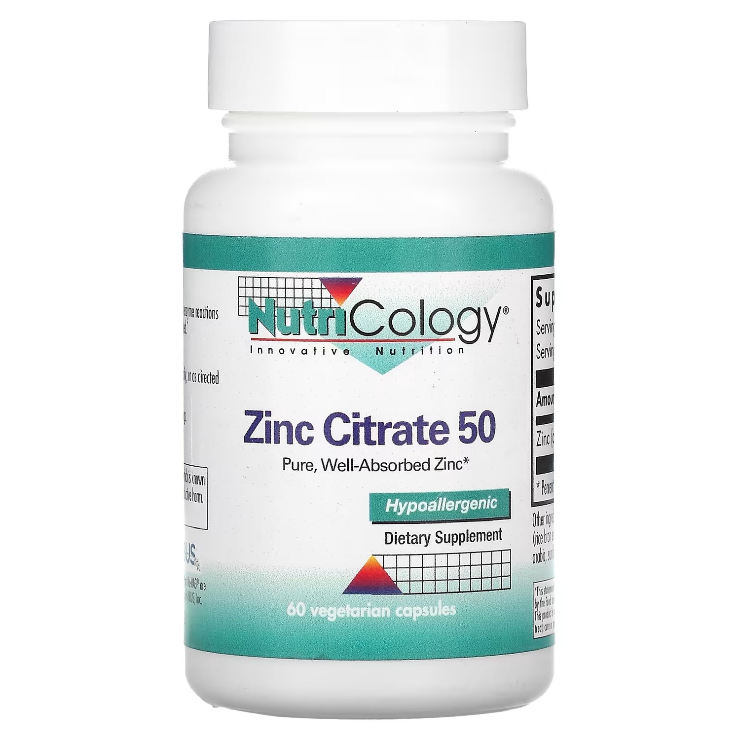 Nutricology Цитрат цинка 50, 60 вегетарианских капсул
Nutricology Цитрат цинка 50, 60 вегетарианских капсул