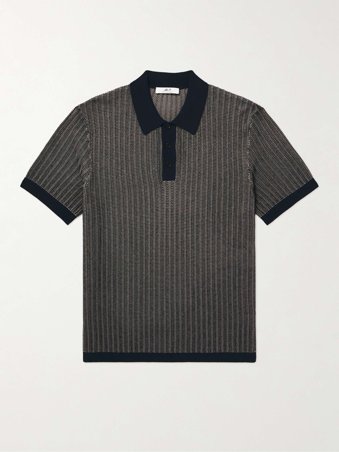 Рубашка поло из смеси хлопка и шелка вязания крючком Mr P., нави
Рубашка поло из смеси хлопка и шелка вязания крючком Mr P., нави