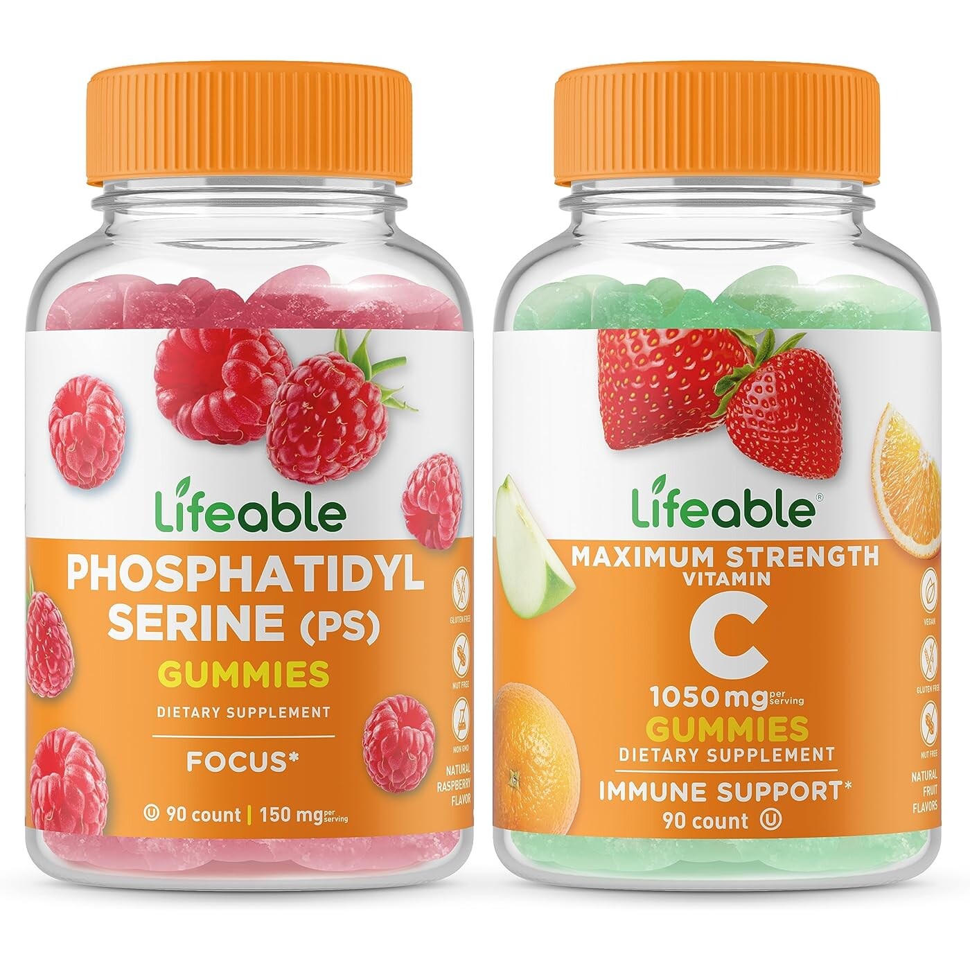 Набор витаминов Lifeable Phosphatidylserine (PS) & Vitamin C 1050 mg, 2 предмета, 90 таблеток 
Набор витаминов Lifeable Phosphatidylserine (PS) & Vitamin C 1050 mg, 2 предмета, 90 таблеток