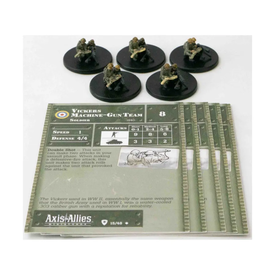 Пулеметная команда Виккерс (Набор № 1) (U) x5, Axis & Allies - Collectible Miniatures Game - Base Set Singles
Пулеметная команда Виккерс (Набор № 1) (U) x5, Axis & Allies - Collectible Miniatures Game - Base Set Singles