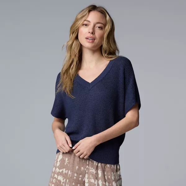 Женская футболка-свитер с V-образным вырезом Simply Vera Vera Wang, цвет must do blue
Женская футболка-свитер с V-образным вырезом Simply Vera Vera Wang, цвет must do blue