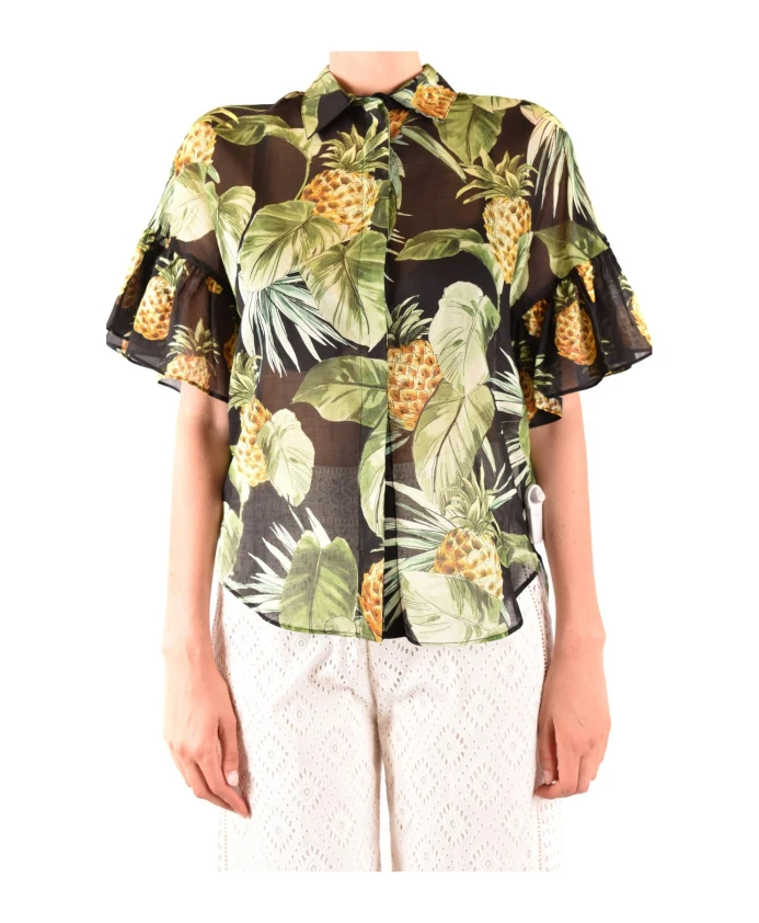 Черная хлопковая рубашка с цветочным принтом Twinset, мультиколор
Черная хлопковая рубашка с цветочным принтом Twinset, мультиколор