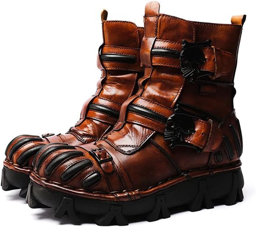 Винтажные кожаные ботинки HFUHLK с черепом, средние по высоте, модные наружные военные ботинки на шнуровке для хайкинга, коричневый
Винтажные кожаные ботинки HFUHLK с черепом, средние по высоте, модные наружные военные ботинки на шнуровке для хайкинга, коричневый