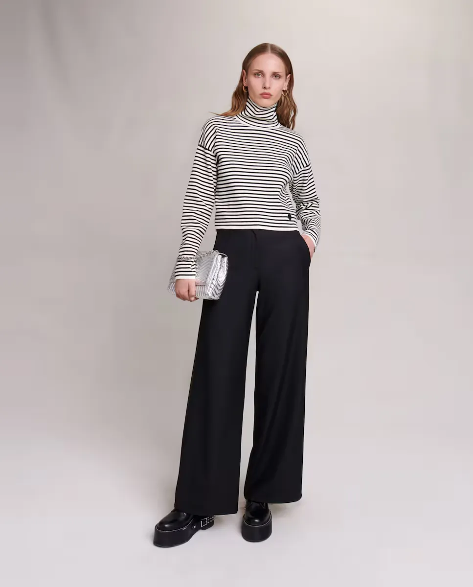 Однотонные женские расклешенные брюки с карманами Maje, черный
Однотонные женские расклешенные брюки с карманами Maje, черный