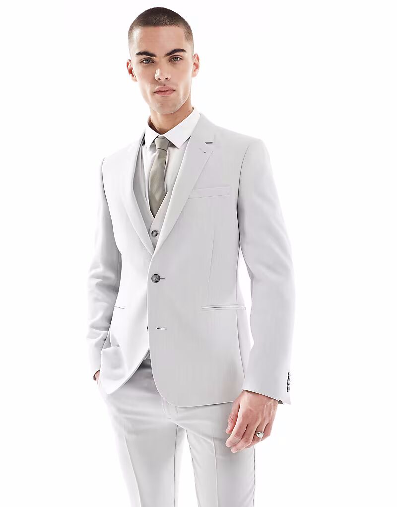 Узкий пиджак из светло-серой микротекстуры Asos Design
Узкий пиджак из светло-серой микротекстуры Asos Design