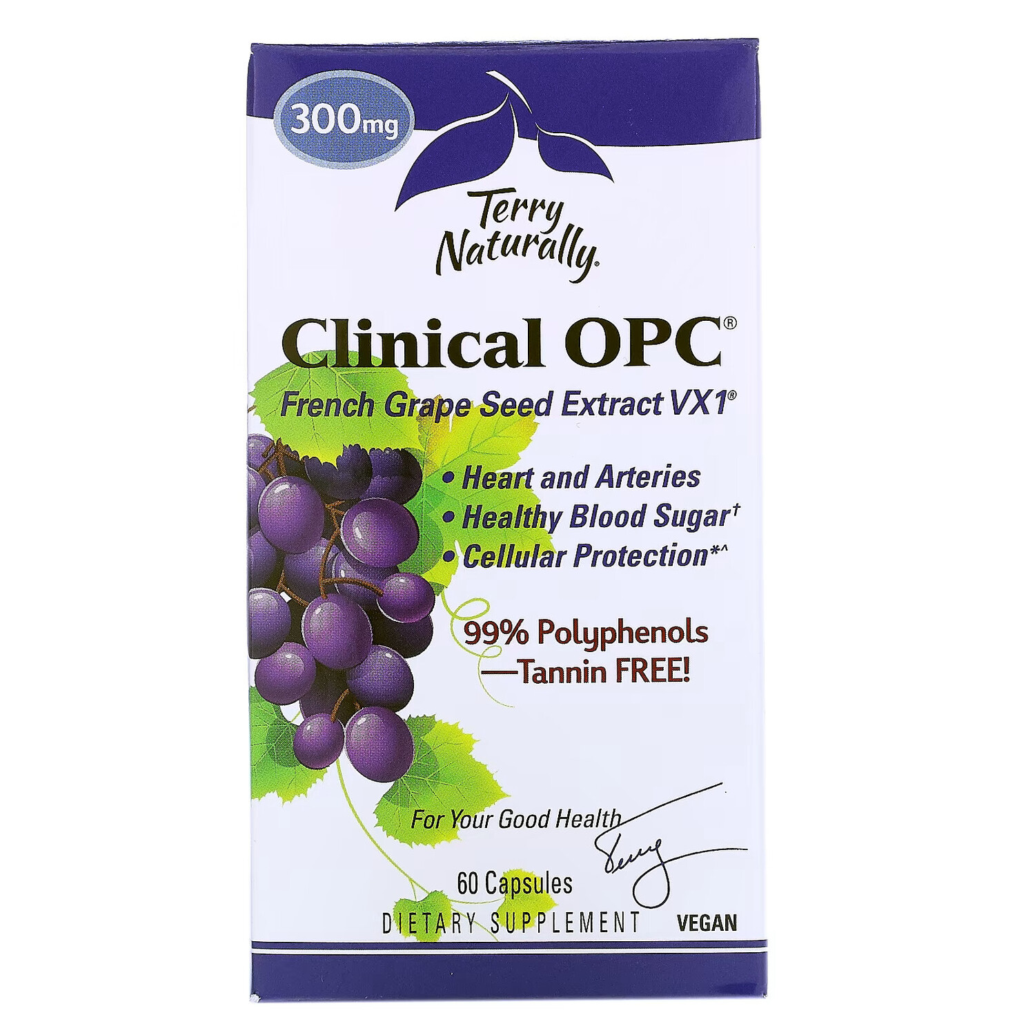 Terry Naturally, Clinical OPC, 300 мг, 60 капсул
Terry Naturally, Clinical OPC, 300 мг, 60 капсул