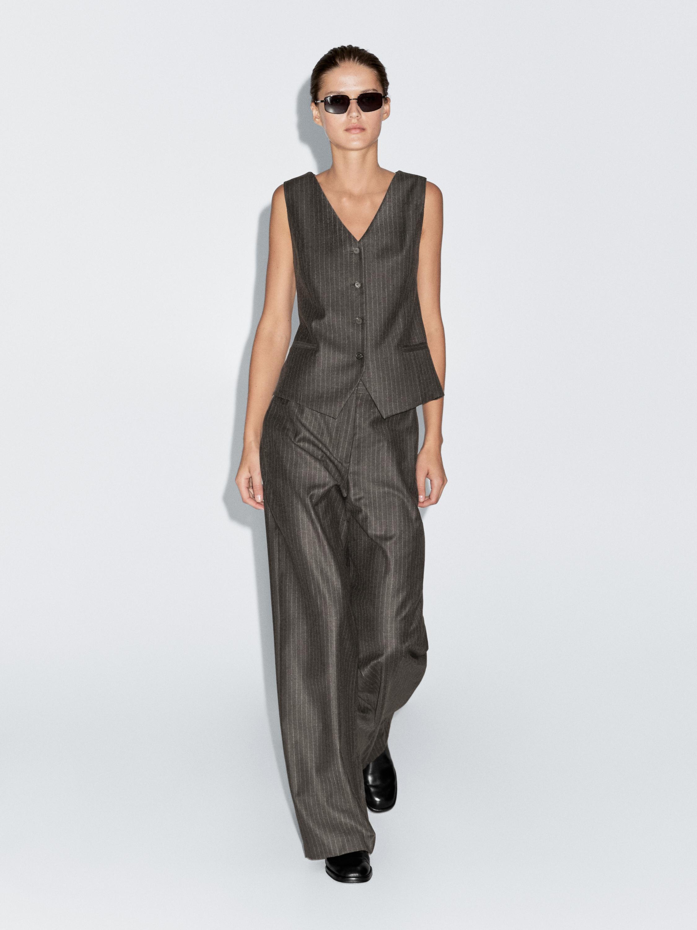 Брюки в тонкую полоску из 100% шерсти Massimo Dutti, шоколадный
Брюки в тонкую полоску из 100% шерсти Massimo Dutti, шоколадный