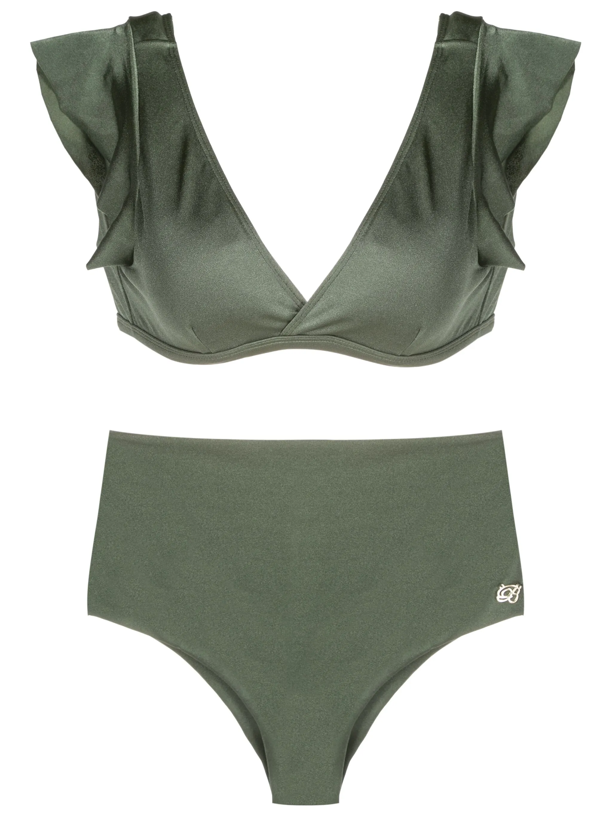 Бикини с завышенной талией и V-образным вырезом Brigitte, зеленый
Бикини с завышенной талией и V-образным вырезом Brigitte, зеленый