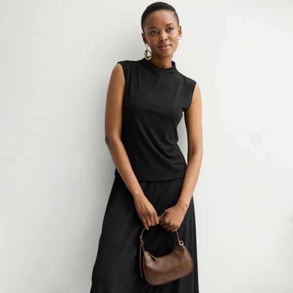 Женский драпированный топ с высоким воротником Nine West, черный
Женский драпированный топ с высоким воротником Nine West, черный