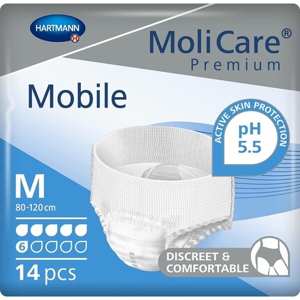 Мобильные одноразовые трусы MoliCare Premium для лечения недержания, 6 капель, размер M (обхват бедра 80–120 см), 14 шт.
Мобильные одноразовые трусы MoliCare Premium для лечения недержания, 6 капель, размер M (обхват бедра 80–120 см), 14 шт.