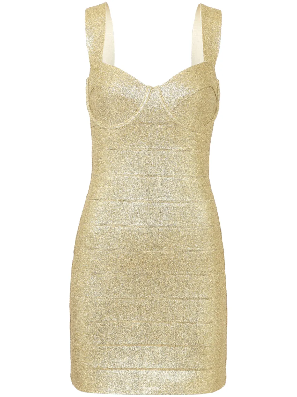 Платье мини с эффектом металлик Hervé Léger, золотой 
Платье мини с эффектом металлик Hervé Léger, золотой