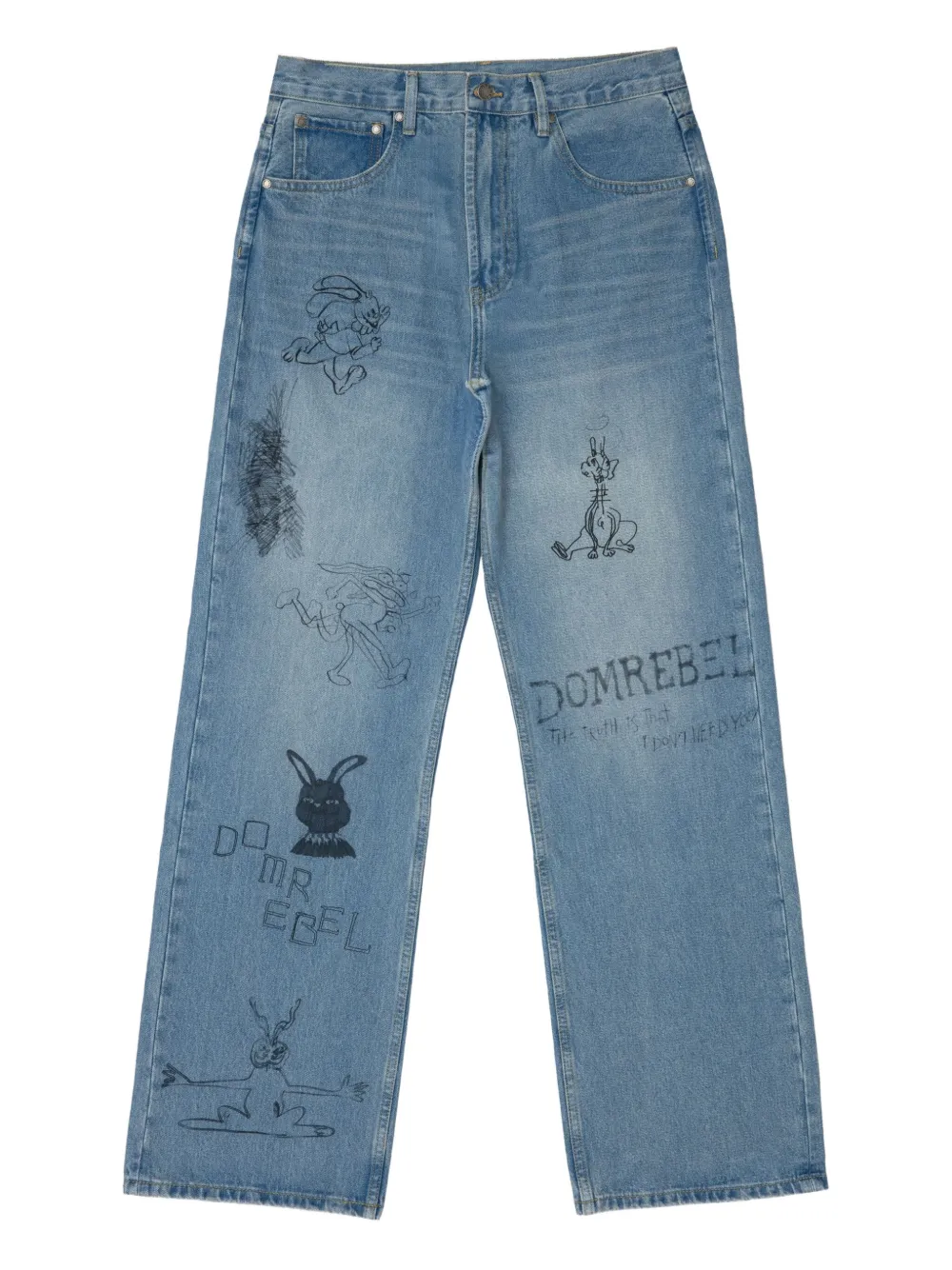 Прямые джинсы с графичным принтом DOMREBEL, синий
Прямые джинсы с графичным принтом DOMREBEL, синий