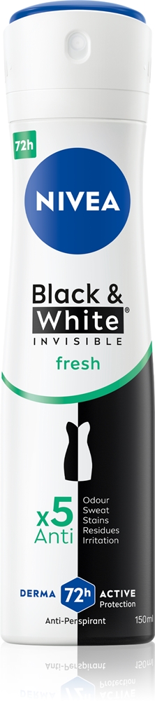 Невидимый черно-белый освежающий спрей-антиперспирант для женщин Nivea, 150 мл
Невидимый черно-белый освежающий спрей-антиперспирант для женщин Nivea, 150 мл