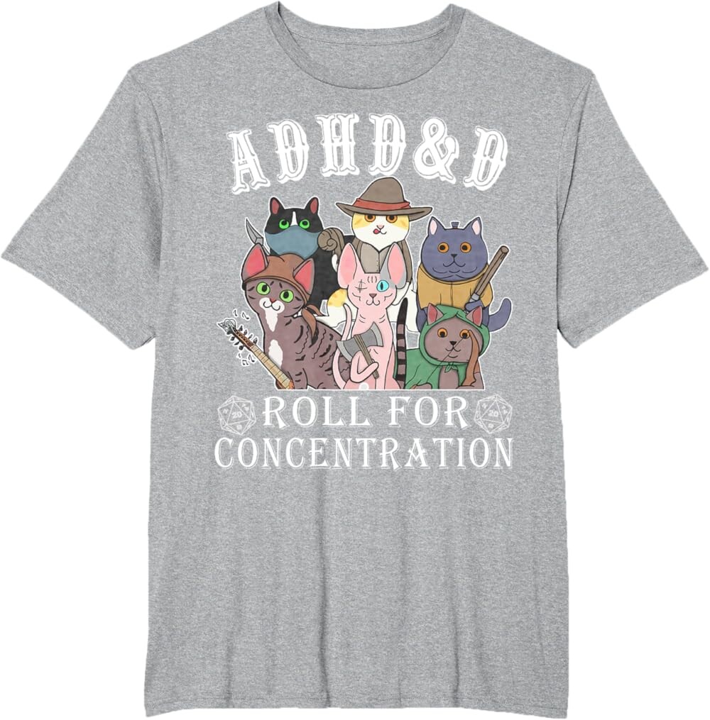 Мужская футболка Funny Tees Gamer RPG Apparel Cats RPG Gamer Roll For Concentration D20 Dice Nerdy, серый
Мужская футболка Funny Tees Gamer RPG Apparel Cats RPG Gamer Roll For Concentration D20 Dice Nerdy, серый
