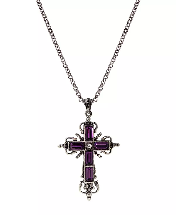 Ожерелье с фиолетовым кристаллом серебристого тона с крестом Symbols Of Faith, purple
Ожерелье с фиолетовым кристаллом серебристого тона с крестом Symbols Of Faith, purple