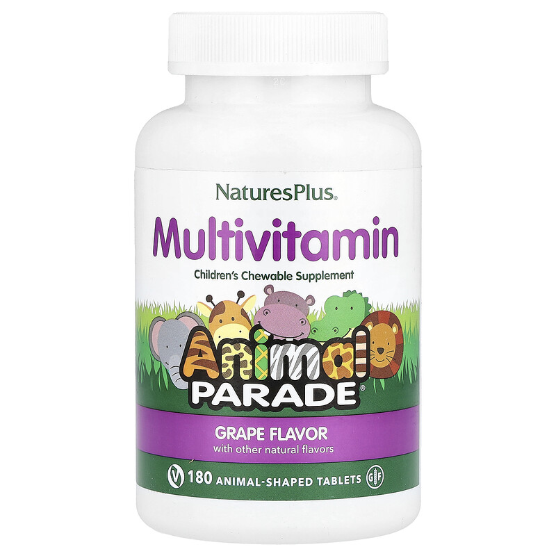 NaturesPlus, Animal Parade, жевательные мультивитамины для детей, со вкусом винограда, 180 таблеток в форме животных
NaturesPlus, Animal Parade, жевательные мультивитамины для детей, со вкусом винограда, 180 таблеток в форме животных