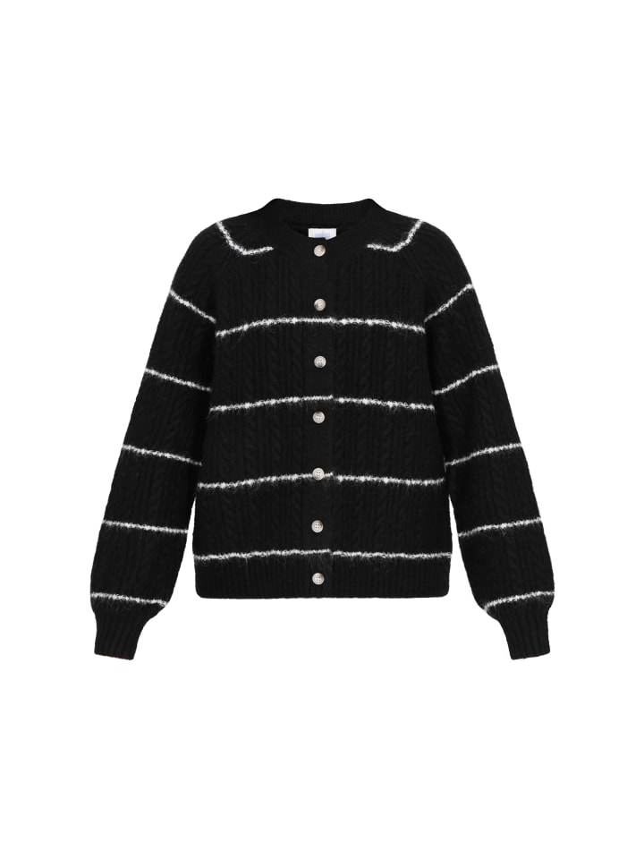 Женский кардиган черного цвета с оттенком белого usha BLUE LABEL
Женский кардиган черного цвета с оттенком белого usha BLUE LABEL