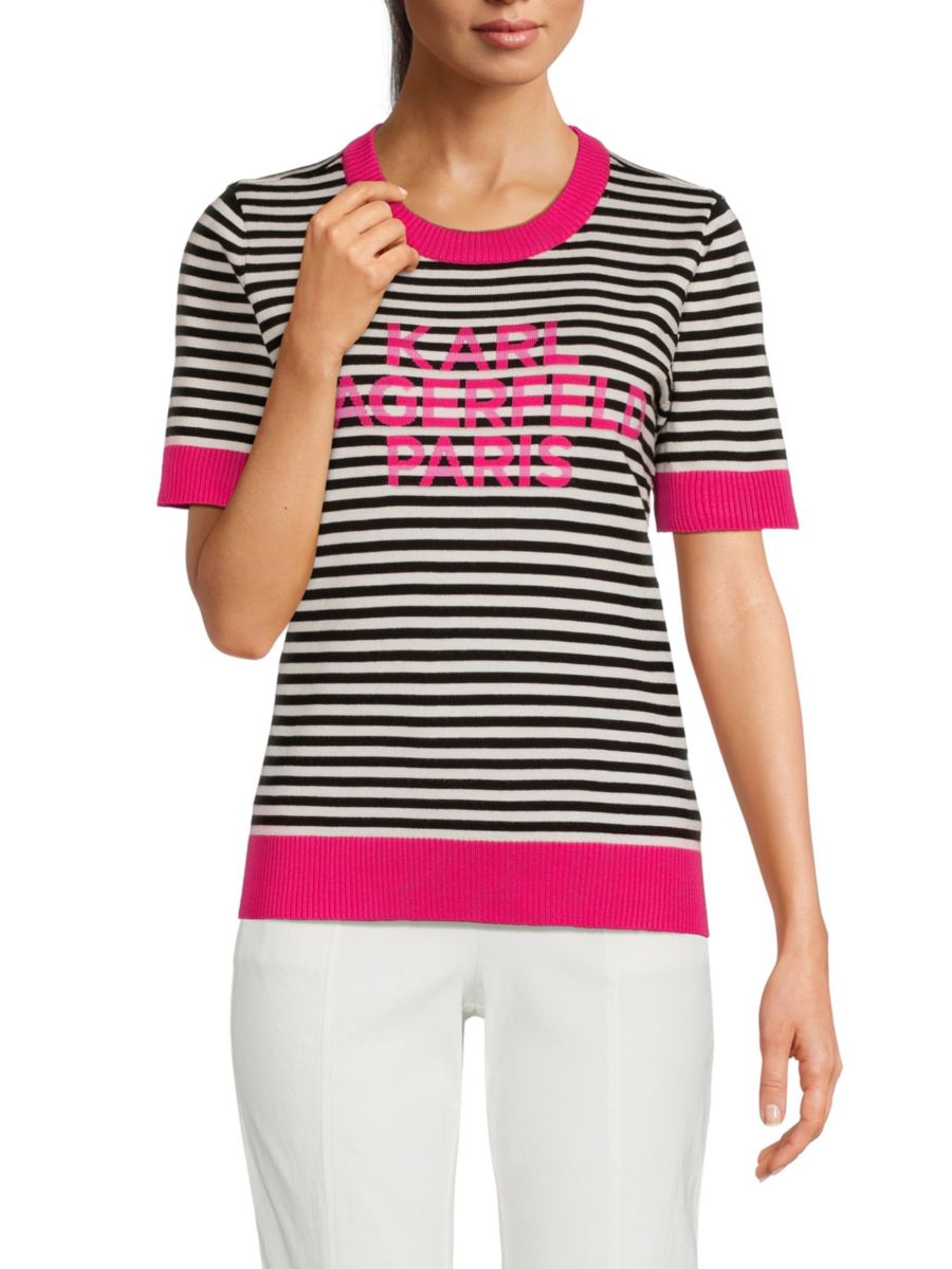 Футболка с полосатым логотипом Karl Lagerfeld Paris, белый/черный
Футболка с полосатым логотипом Karl Lagerfeld Paris, белый/черный