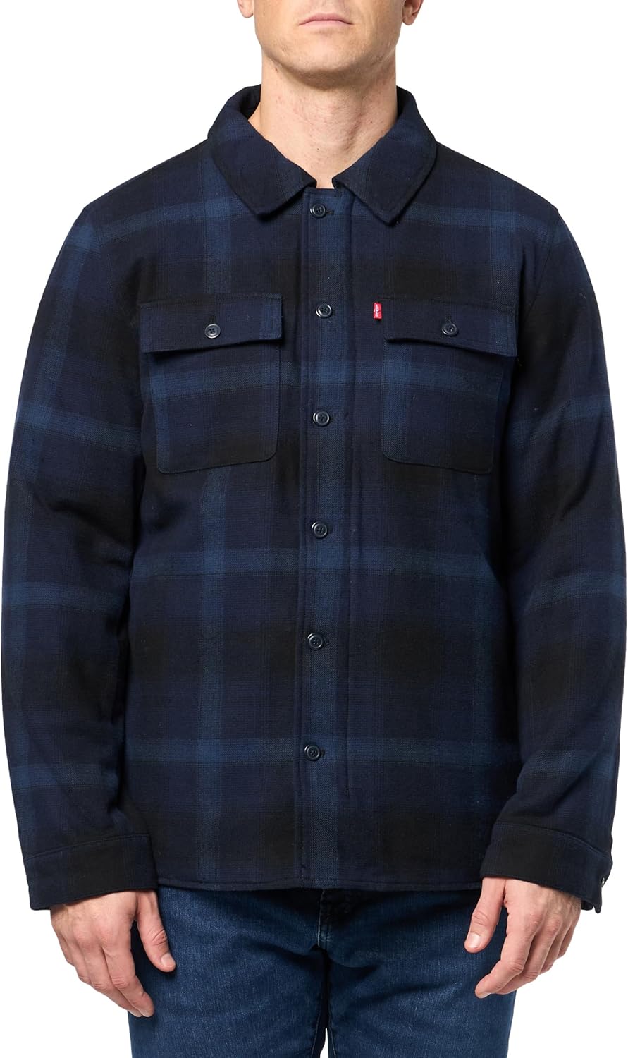 Мужская клетчатая куртка-рубашка Levi's с капюшоном и подкладкой из шерпы (стандартные размеры, большие и высокие), New Navy Ombre Plaid
Мужская клетчатая куртка-рубашка Levi's с капюшоном и подкладкой из шерпы (стандартные размеры, большие и высокие), New Navy Ombre Plaid