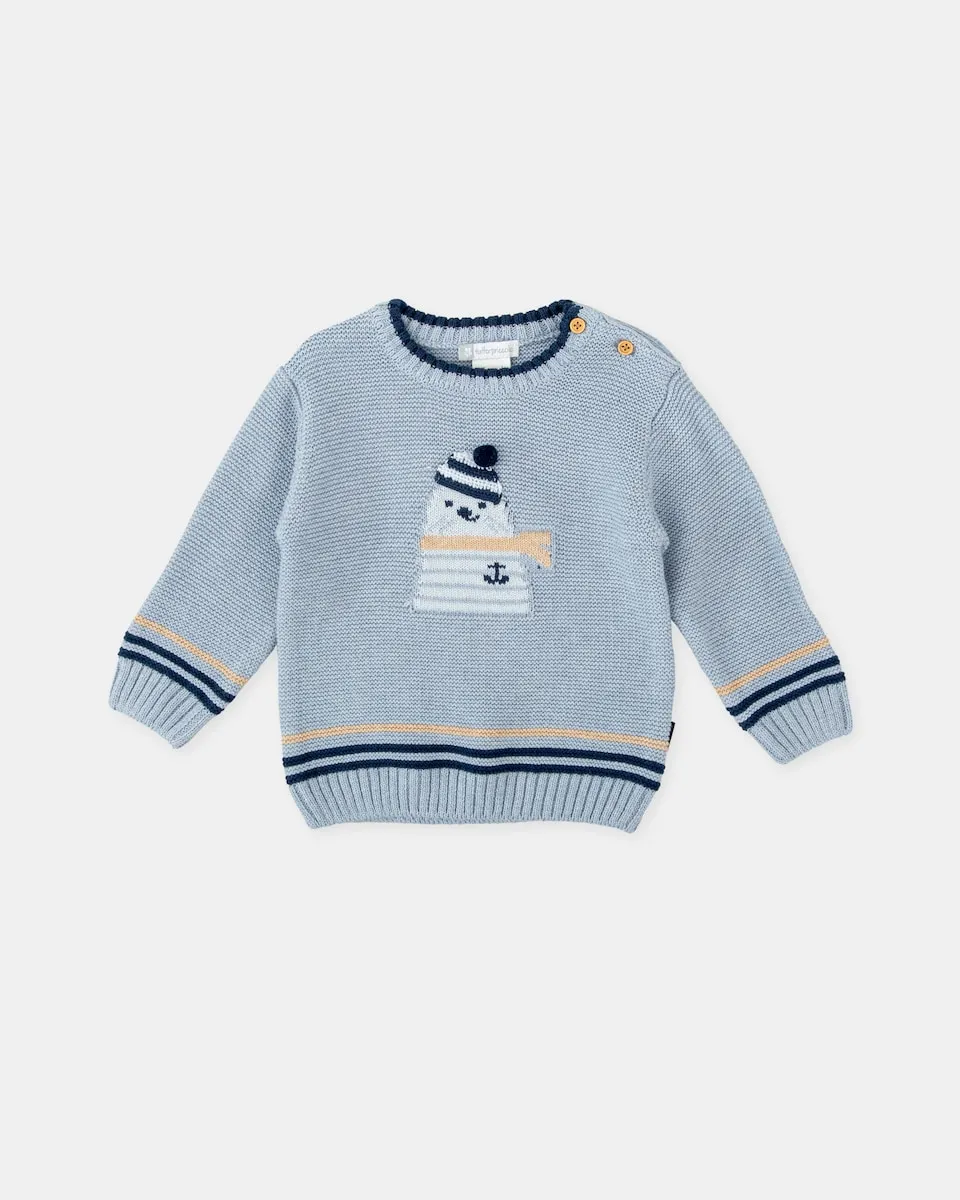 Детский свитер из трикотажа с узором мордочки тюленя Tutto Piccolo, светло-голубой
Детский свитер из трикотажа с узором мордочки тюленя Tutto Piccolo, светло-голубой
