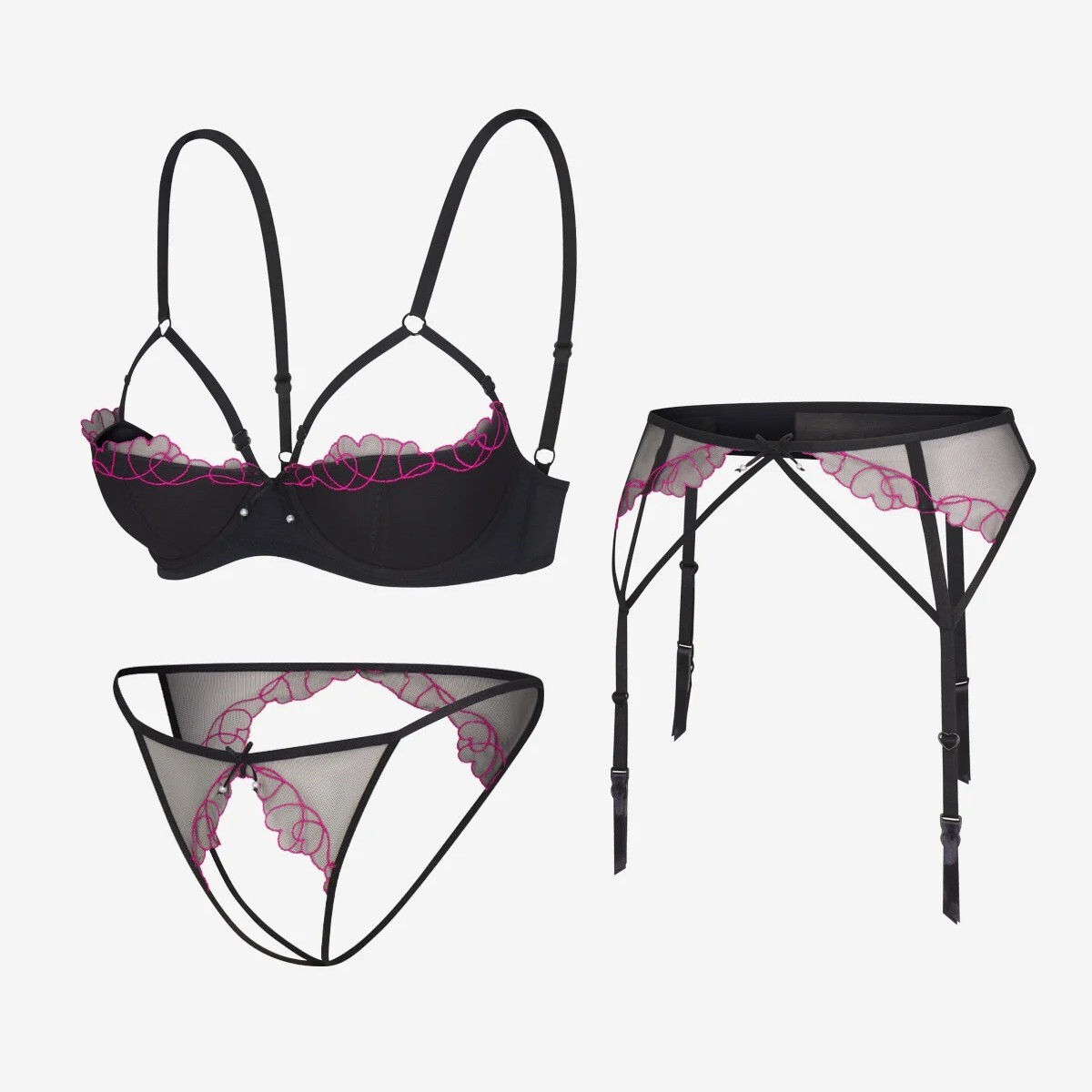 Комплект нижнего белья Savage X Fenty Catch Me Cupid, 3 предмета, черный/фиолетовый
Комплект нижнего белья Savage X Fenty Catch Me Cupid, 3 предмета, черный/фиолетовый
