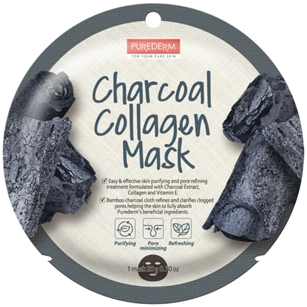 Purederm Charcoal Collagen очищающая и освежающая маска для лица, 18 г
Purederm Charcoal Collagen очищающая и освежающая маска для лица, 18 г