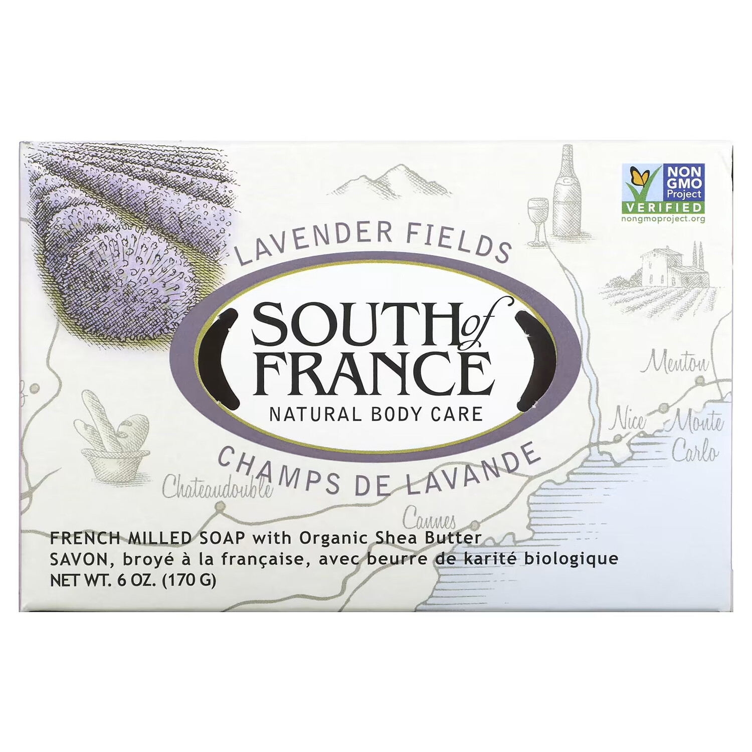South of France, лавандовое поле, мыло с органическим маслом ши, изготовленное по французскому рецепту, 170 г (6 унций)
South of France, лавандовое поле, мыло с органическим маслом ши, изготовленное по французскому рецепту, 170 г (6 унций)