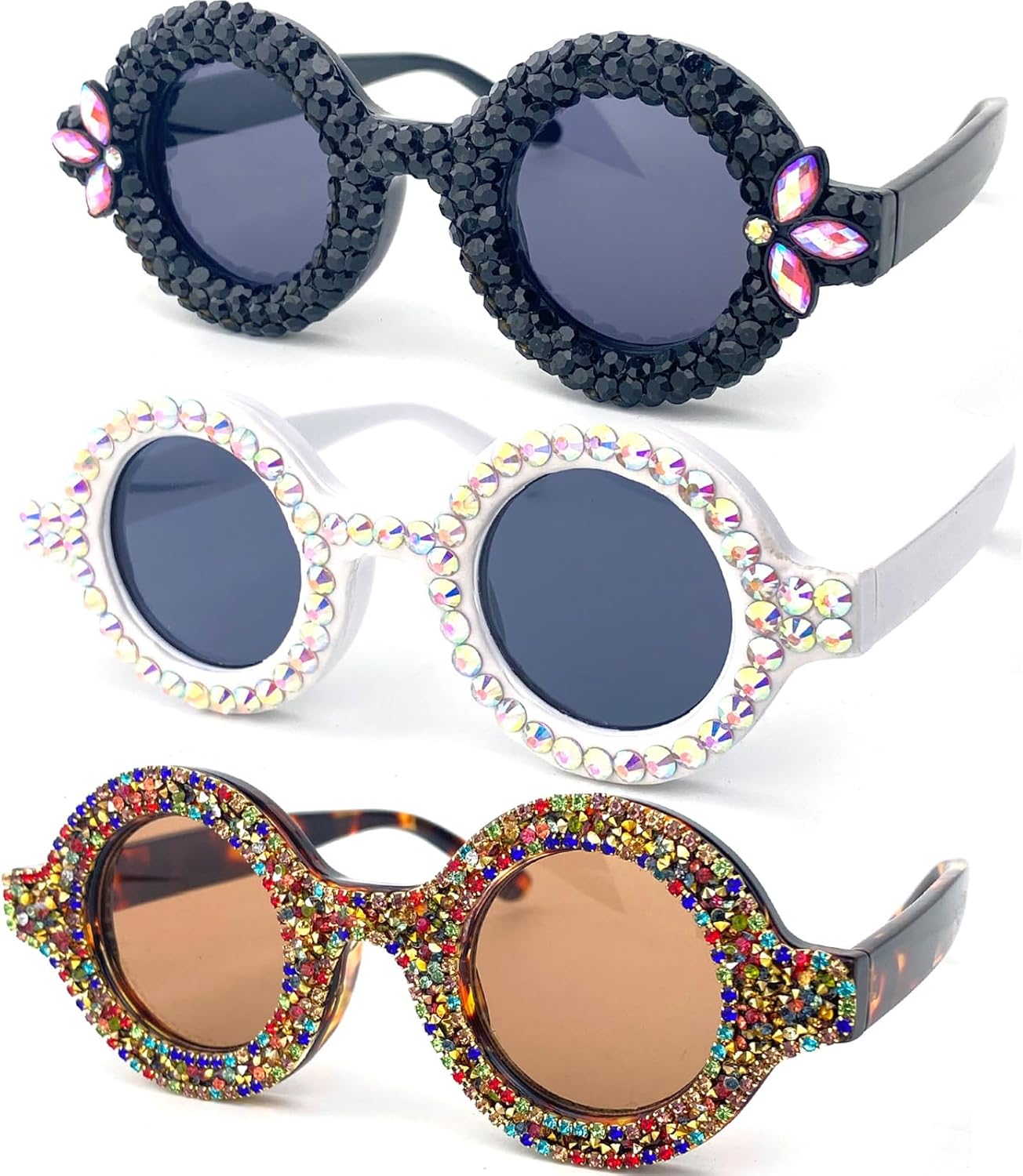 Ретро круглые солнцезащитные очки с бриллиантами для женщин, модные винтажные очки в форме круга со стразами, стильные очки в толстой оправе mincl, 3pcs-black&leopard&white
Ретро круглые солнцезащитные очки с бриллиантами для женщин, модные винтажные очки в форме круга со стразами, стильные очки в толстой оправе mincl, 3pcs-black&leopard&white