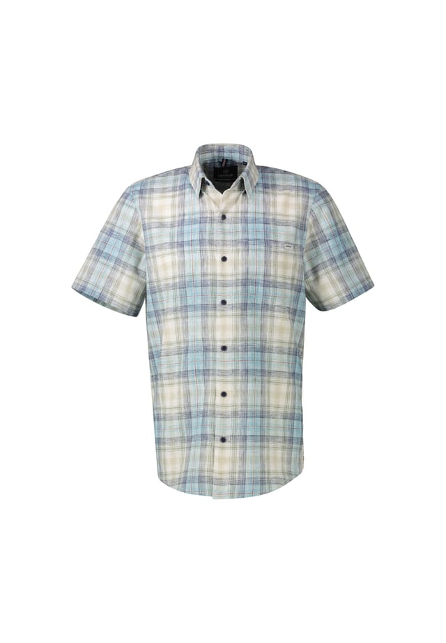 Рубашка в клетку из летней фактурной ткани. Lerros, синий 
Рубашка в клетку из летней фактурной ткани. Lerros, синий