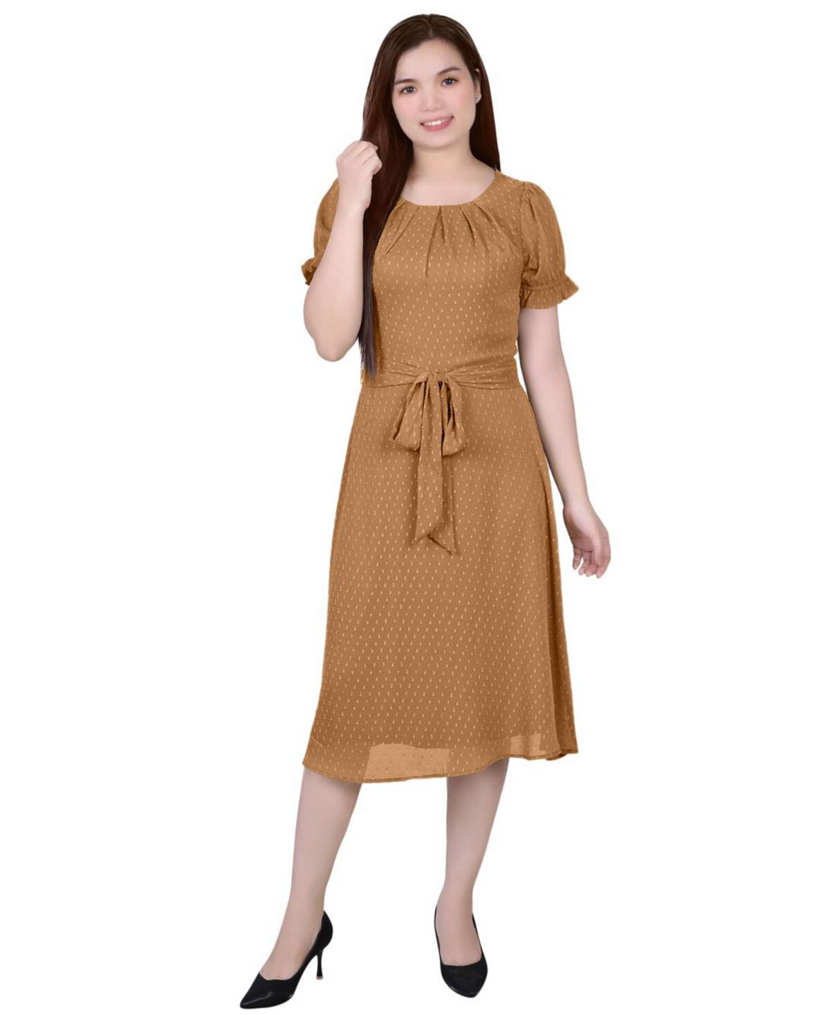 Миниатюрное платье в горошек с поясом и короткими рукавами NY Collection, мульти
Миниатюрное платье в горошек с поясом и короткими рукавами NY Collection, мульти