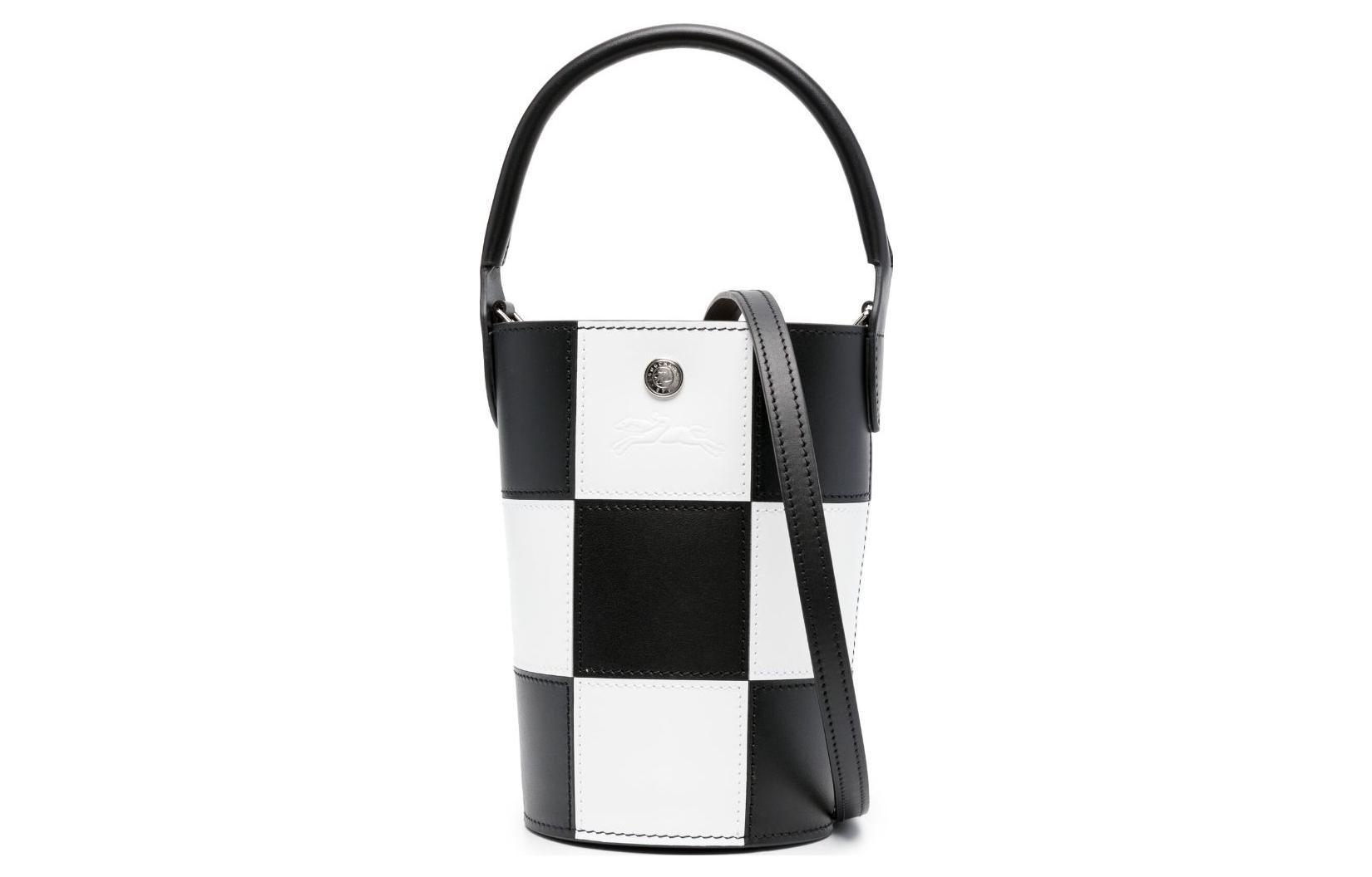 LONGCHAMP Элегантная кожаная сумка-ведро женская миниатюрная черно-белая
LONGCHAMP Элегантная кожаная сумка-ведро женская миниатюрная черно-белая