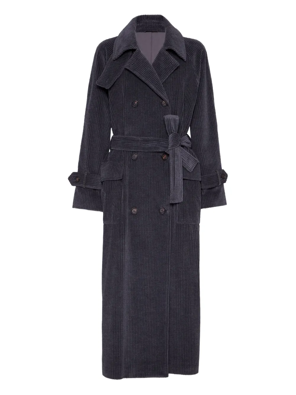 Вельветовый тренч с поясом Brunello Cucinelli, синий
Вельветовый тренч с поясом Brunello Cucinelli, синий