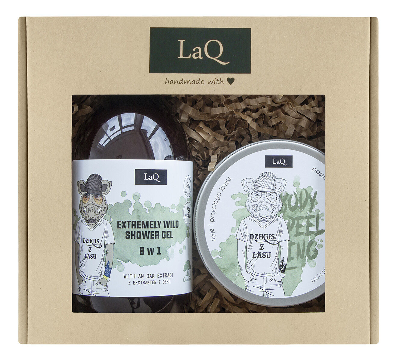 LaQ Dzik набор: гель для душа, 500 мл + скраб для тела, 200 мл
LaQ Dzik набор: гель для душа, 500 мл + скраб для тела, 200 мл