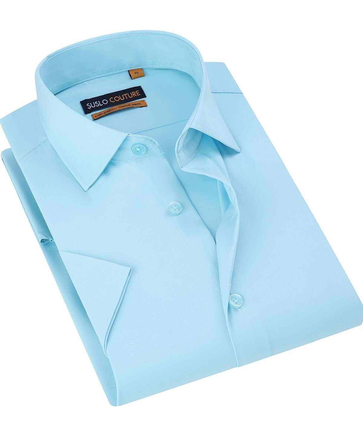 Мужская приталенная рубашка с короткими рукавами и однотонной рубашкой на пуговицах Suslo Couture, небо
Мужская приталенная рубашка с короткими рукавами и однотонной рубашкой на пуговицах Suslo Couture, небо