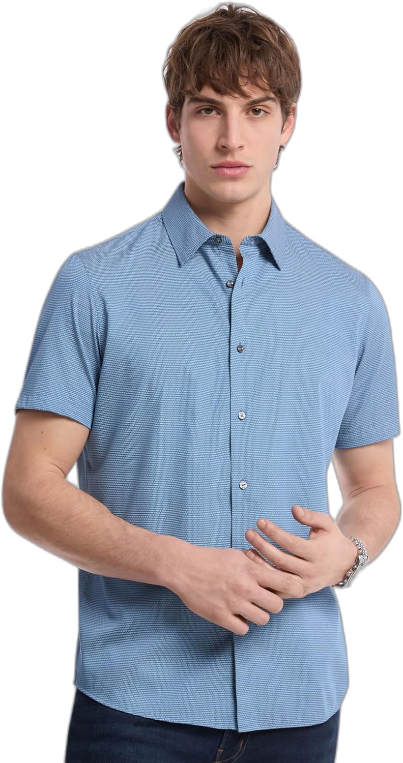 Michael Kors мужская рубашка с коротким рукавом и мини-бабочкой, Steel Blue
Michael Kors мужская рубашка с коротким рукавом и мини-бабочкой, Steel Blue