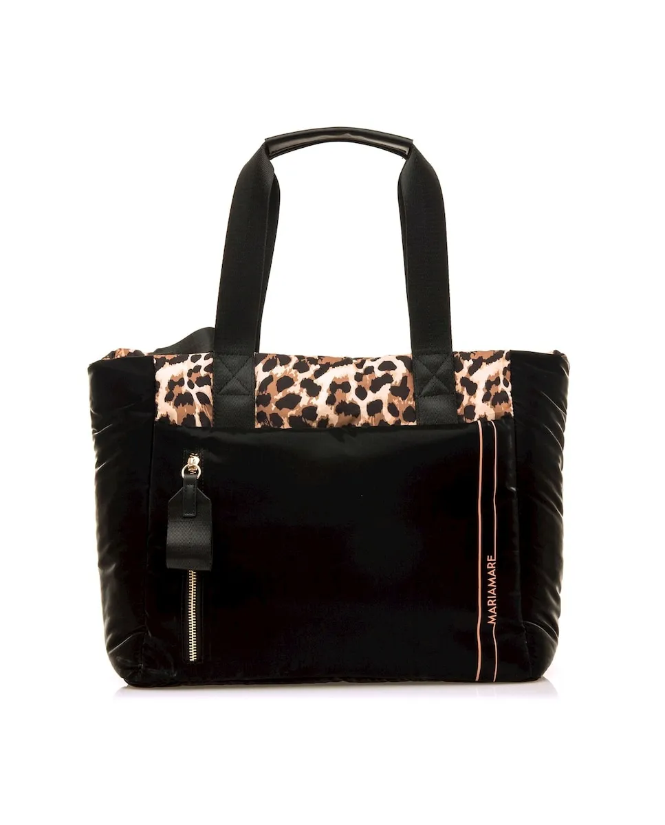 Женская плечевая сумка из стеганой ткани с принтами Mariamare, черный 
Женская плечевая сумка из стеганой ткани с принтами Mariamare, черный