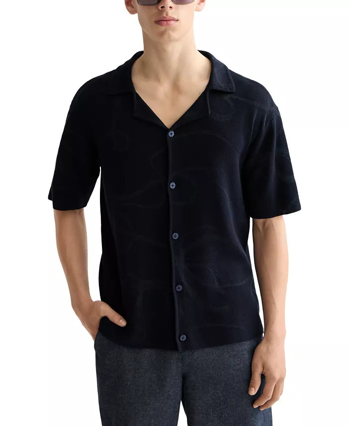 Мужская короткая рубашка с тональным жаккардовым узором и застежкой на пуговицах Scotch & Soda, синий
Мужская короткая рубашка с тональным жаккардовым узором и застежкой на пуговицах Scotch & Soda, синий