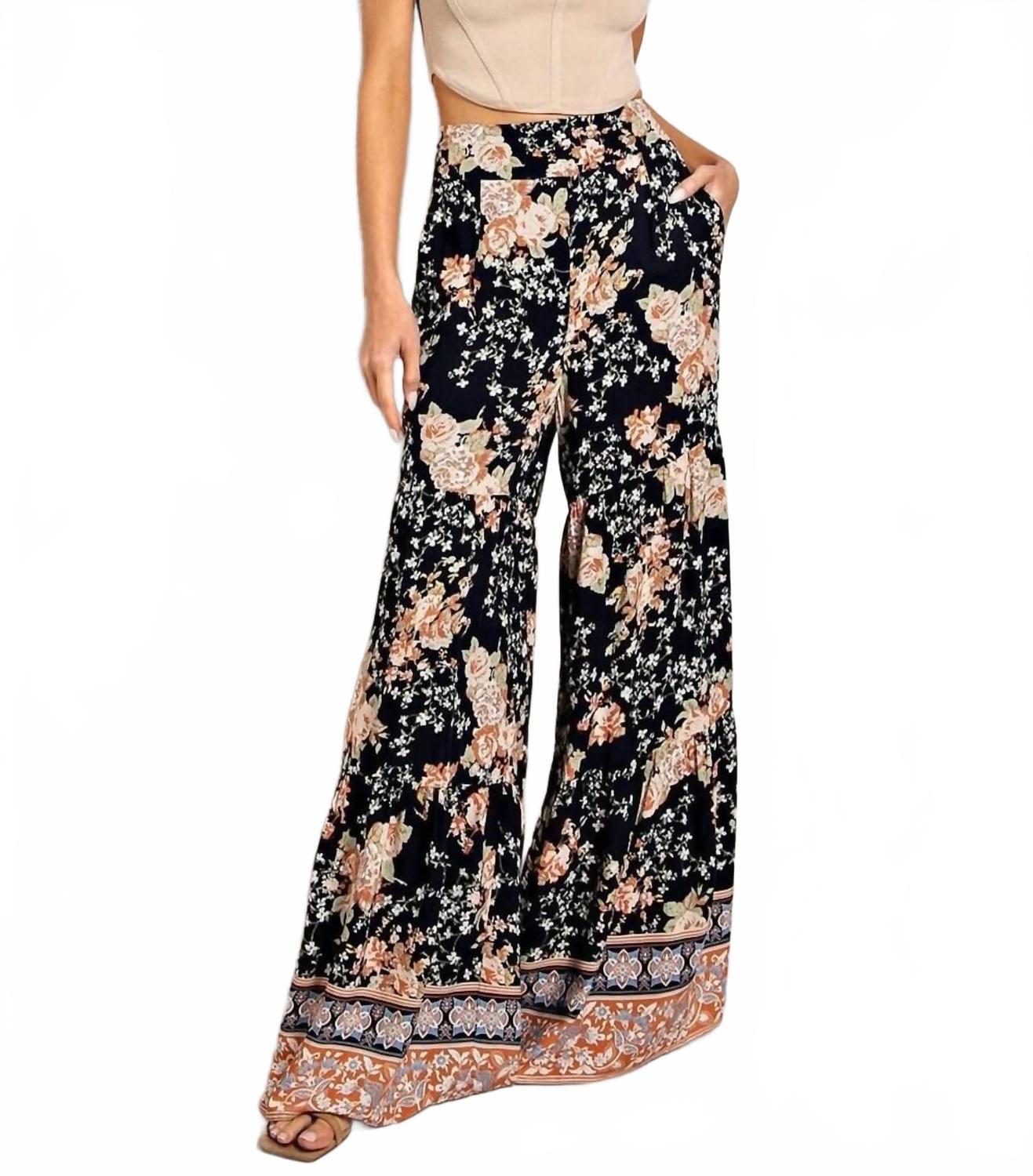 Flora Широкие брюки с цветочным принтом в темно-синем Eesome 
Flora Широкие брюки с цветочным принтом в темно-синем Eesome