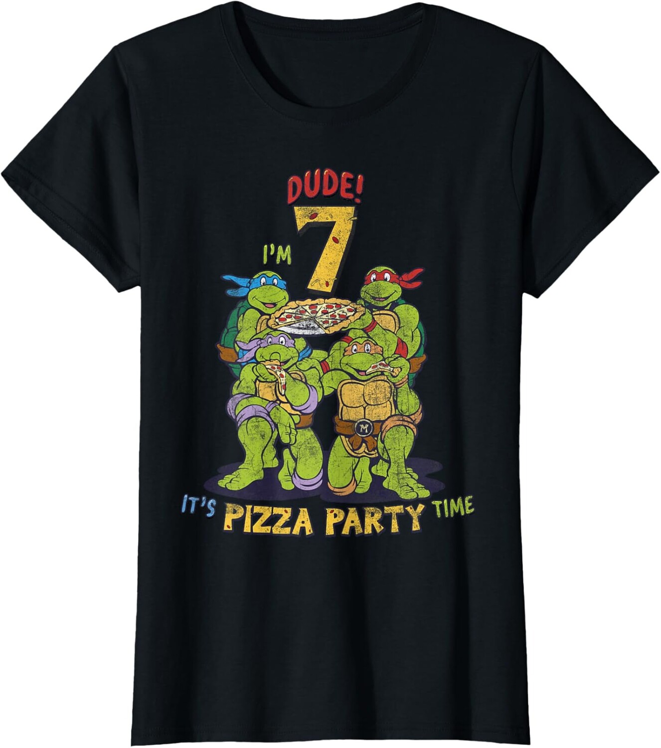 Женская футболка Teenage Mutant Ninja Turtles I'm 7 Dude Pizza Birthday Party, черный
Женская футболка Teenage Mutant Ninja Turtles I'm 7 Dude Pizza Birthday Party, черный