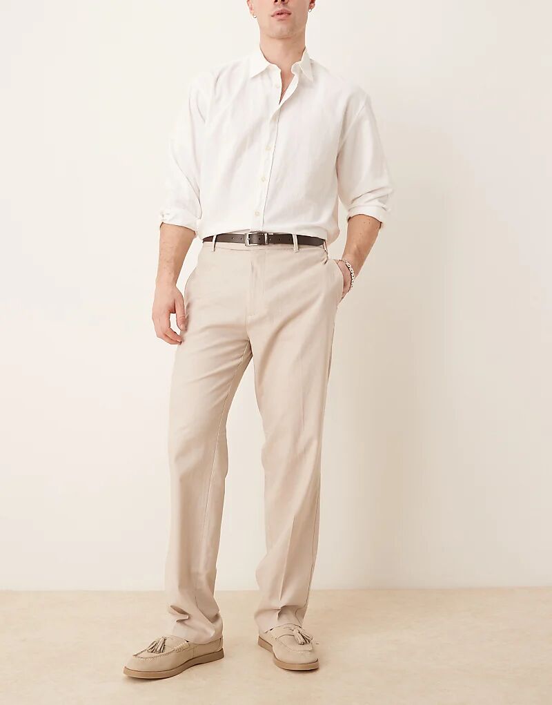 Строгие брюки прямого кроя из льняной смеси ASOS DESIGN цвета «песок»
Строгие брюки прямого кроя из льняной смеси ASOS DESIGN цвета «песок»