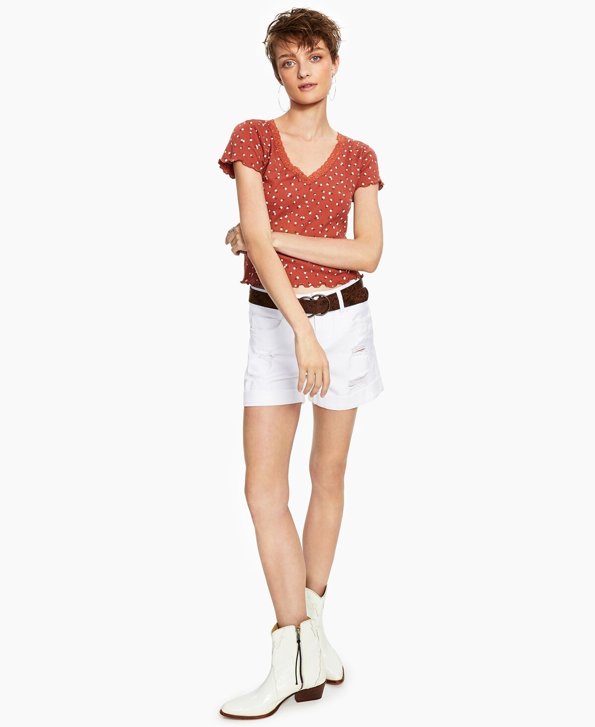 Юношеские шорты с рваными манжетами Dollhouse, белый 
Юношеские шорты с рваными манжетами Dollhouse, белый