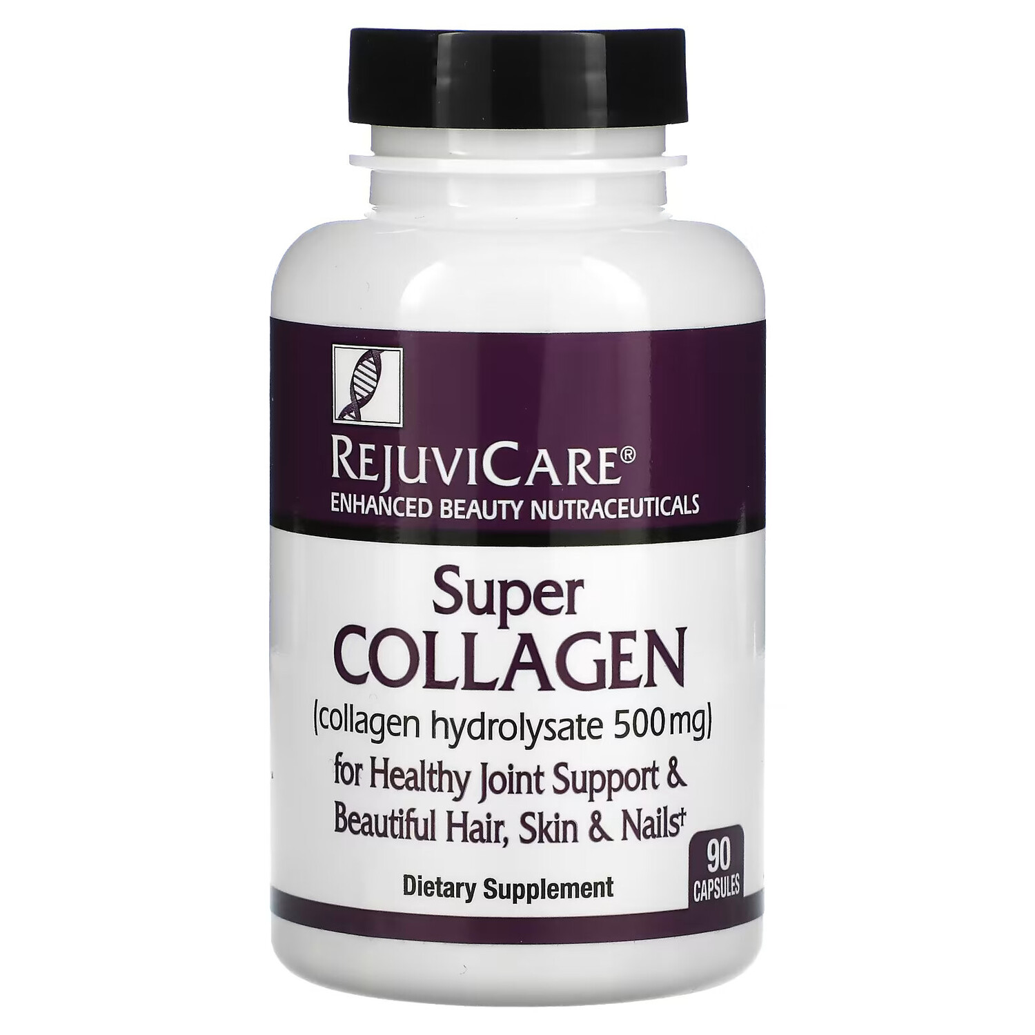 Rejuvicare, Super Collagen, гидролизат коллагена, 500 мг, 90 капсул
Rejuvicare, Super Collagen, гидролизат коллагена, 500 мг, 90 капсул