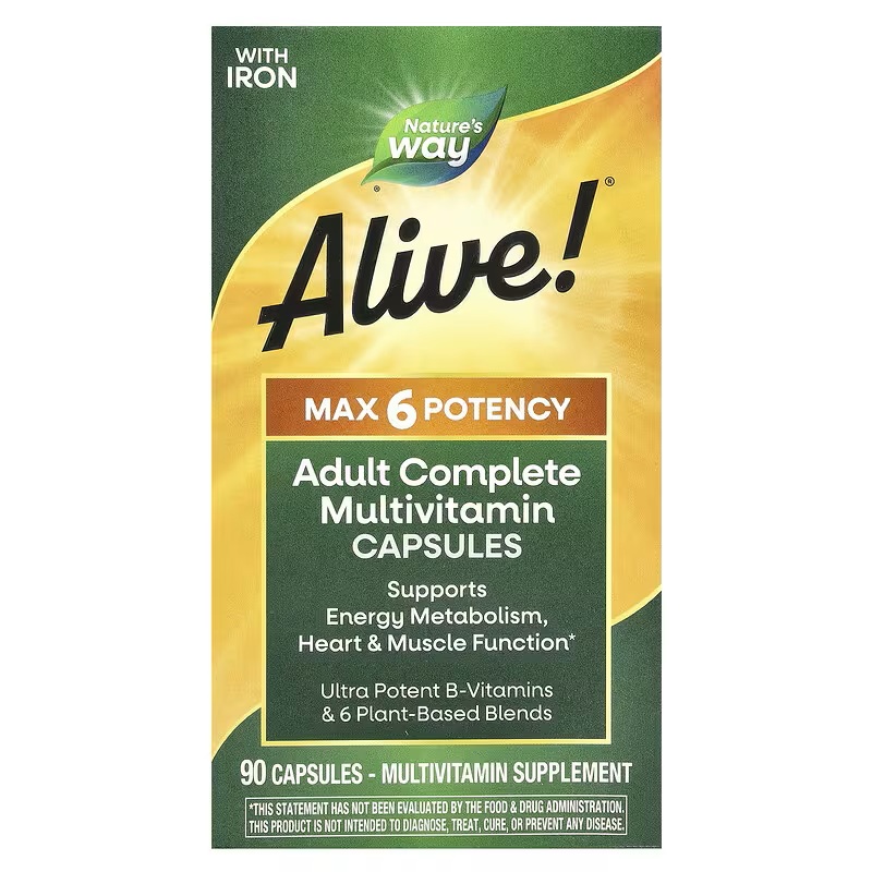 Nature's Way Alive мультивитамины Max6 Potency, 90 капсул
Nature's Way Alive мультивитамины Max6 Potency, 90 капсул
