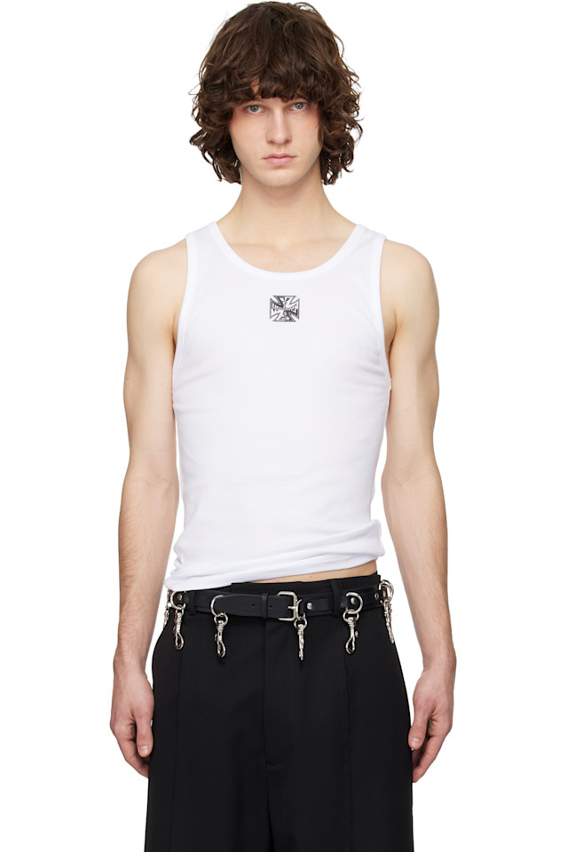 Майка с логотипом байкерского креста Vetements, белый
Майка с логотипом байкерского креста Vetements, белый