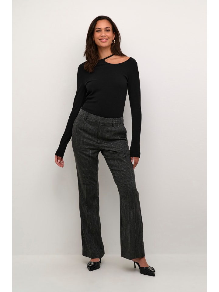 Kaffe Брюки KAvilda прямого кроя, темно-серый меланж в тонкую полоску
Kaffe Брюки KAvilda прямого кроя, темно-серый меланж в тонкую полоску