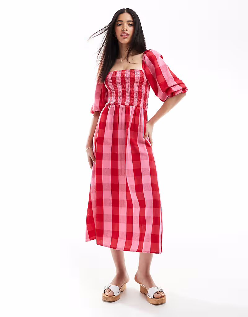 Платье-миди в клетку с длинными рукавами New Look розового цвета
Платье-миди в клетку с длинными рукавами New Look розового цвета