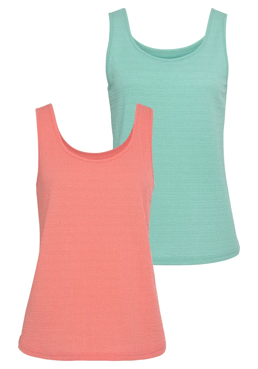 Пляжный топ Vivance "с лямками, круглый вырез" (упаковка, 2 шт.), из креп-ткани без глажки, цвет Apricot, Türkis
Пляжный топ Vivance "с лямками, круглый вырез" (упаковка, 2 шт.), из креп-ткани без глажки, цвет Apricot, Türkis