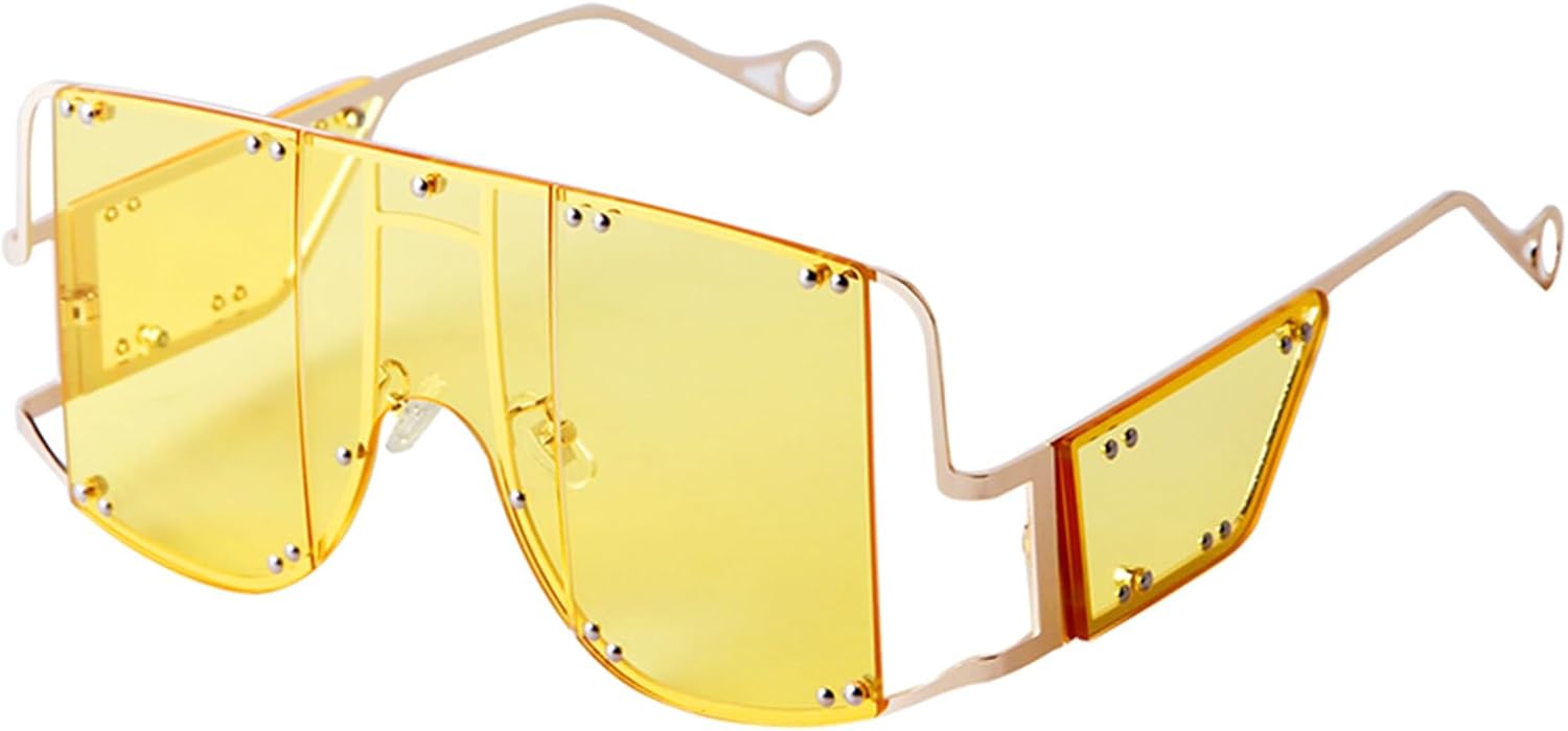 Большие солнцезащитные очки с плоской верхней частью, в стиле Y2K, квадратные, цельные, для женщин и мужчин, в стиле ретро-панк, большие очки с металлическими заклепками, модные очки PEGH, Gold / Yellow Lens
Большие солнцезащитные очки с плоской верхней частью, в стиле Y2K, квадратные, цельные, для женщин и мужчин, в стиле ретро-панк, большие очки с металлическими заклепками, модные очки PEGH, Gold / Yellow Lens